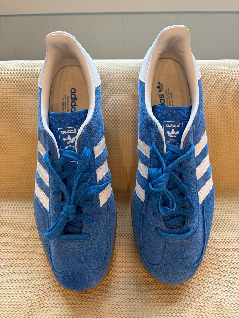 adidas Blue Suede Sneakers with White Three Stripes